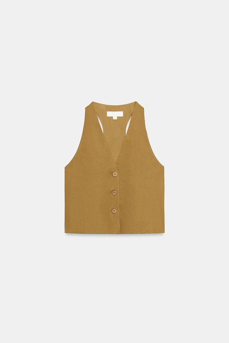LINEN BUTTON VEST