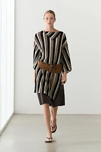Striped knit kaftan sweater