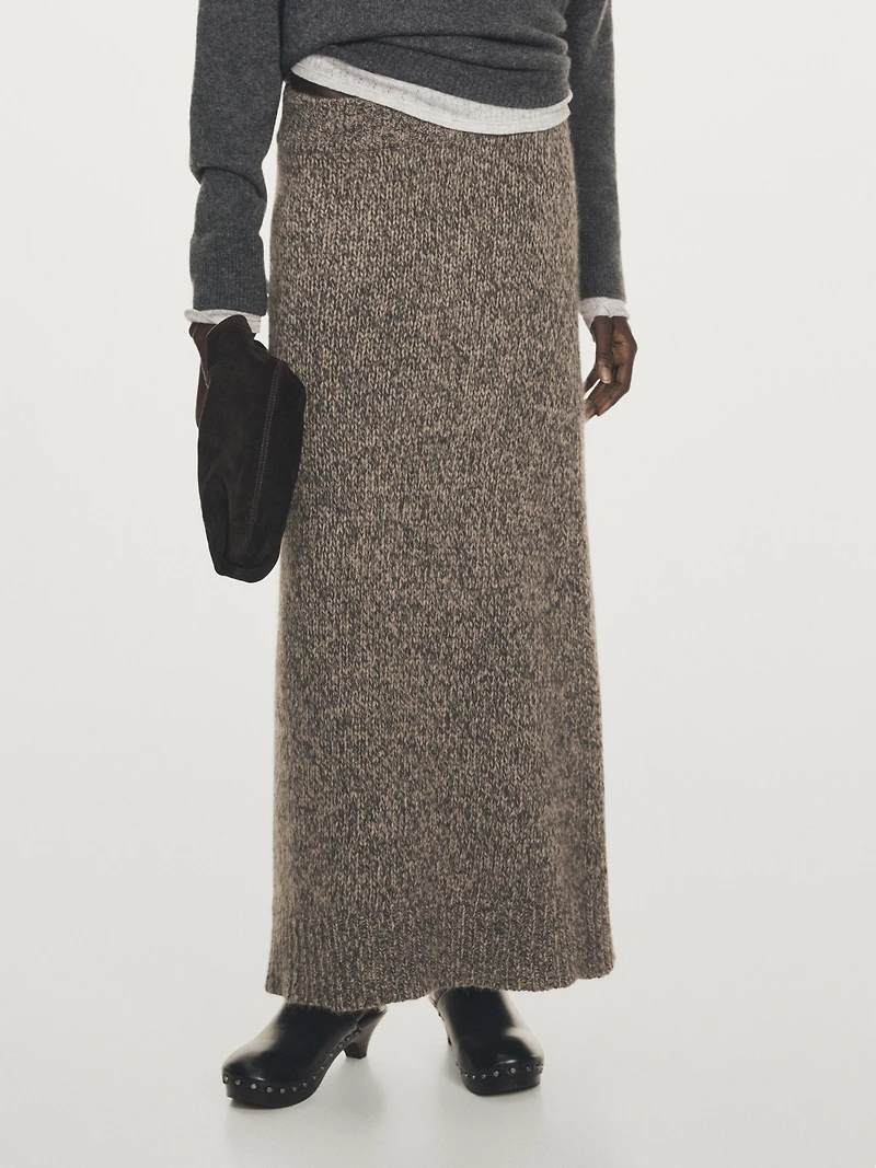 100% cashmere knit midi skirt