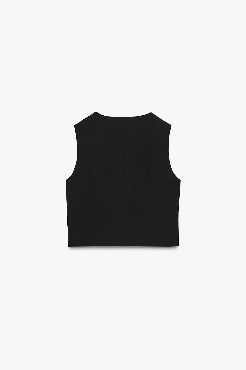 GOLD BUTTON CROPPED VEST