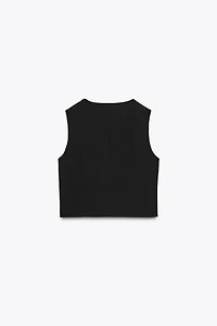 GOLD BUTTON CROPPED VEST
