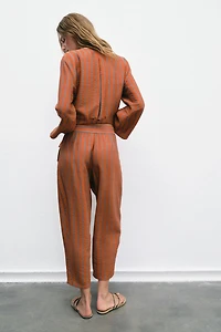 ELASTIC WAIST STRIPED PANTS