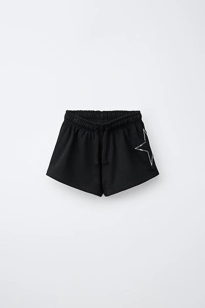 SEQUIN NUMBER PATCH SHORTS