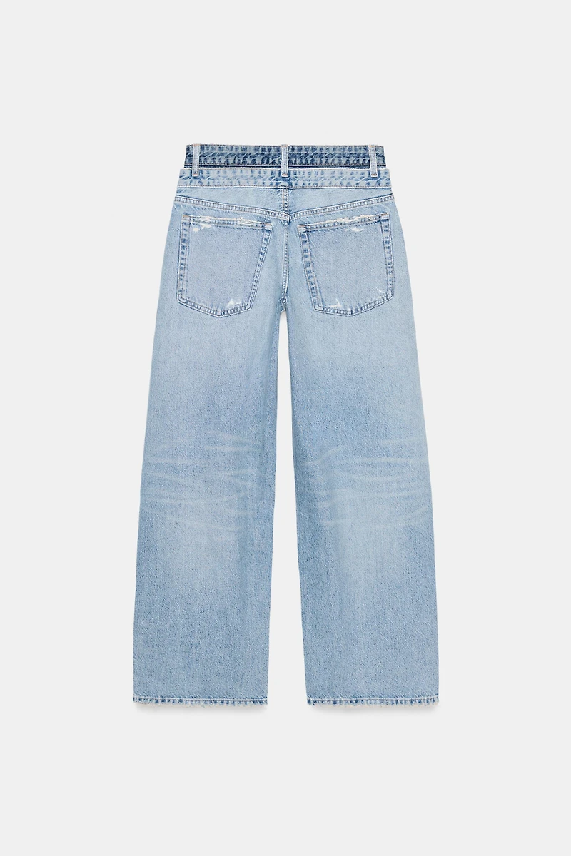 JEANS TRF DROITS DOUBLE TAILLE MI-HAUTE