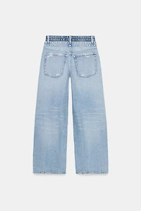 JEANS TRF DROITS DOUBLE TAILLE MI-HAUTE
