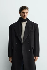 OVERSIZED DOUBLE BREASTED WOOL BLEND COAT