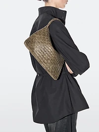 Small braided leather shoulder bag