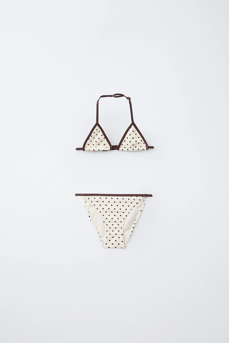 6-14 YEARS/ TRIANGLE POLKA DOT TEXTURED BIKINI