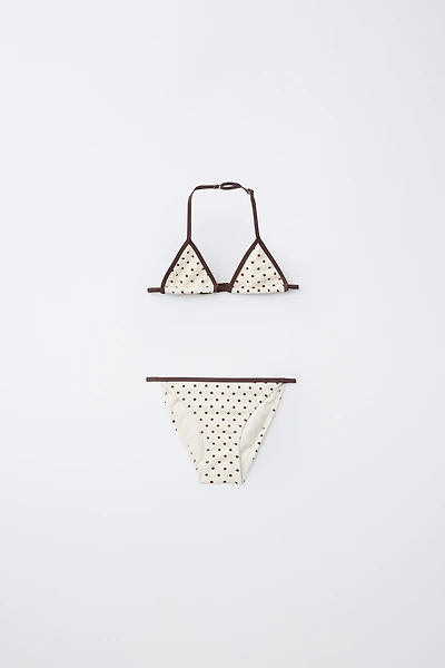 6-14 YEARS/ TRIANGLE POLKA DOT TEXTURED BIKINI