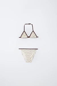 6-14 YEARS/ TRIANGLE POLKA DOT TEXTURED BIKINI