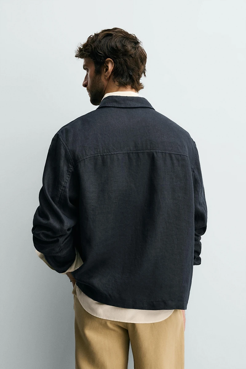 100% LINEN REGULAR FIT OVERSHIRT