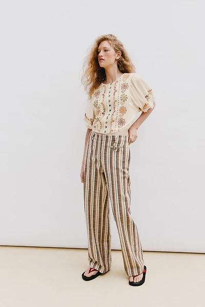 EMBROIDERED FRINGE BLOUSE