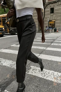 HIGH-WAISTED BELTED PANTS