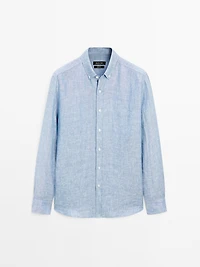 100% linen regular fit Oxford shirt