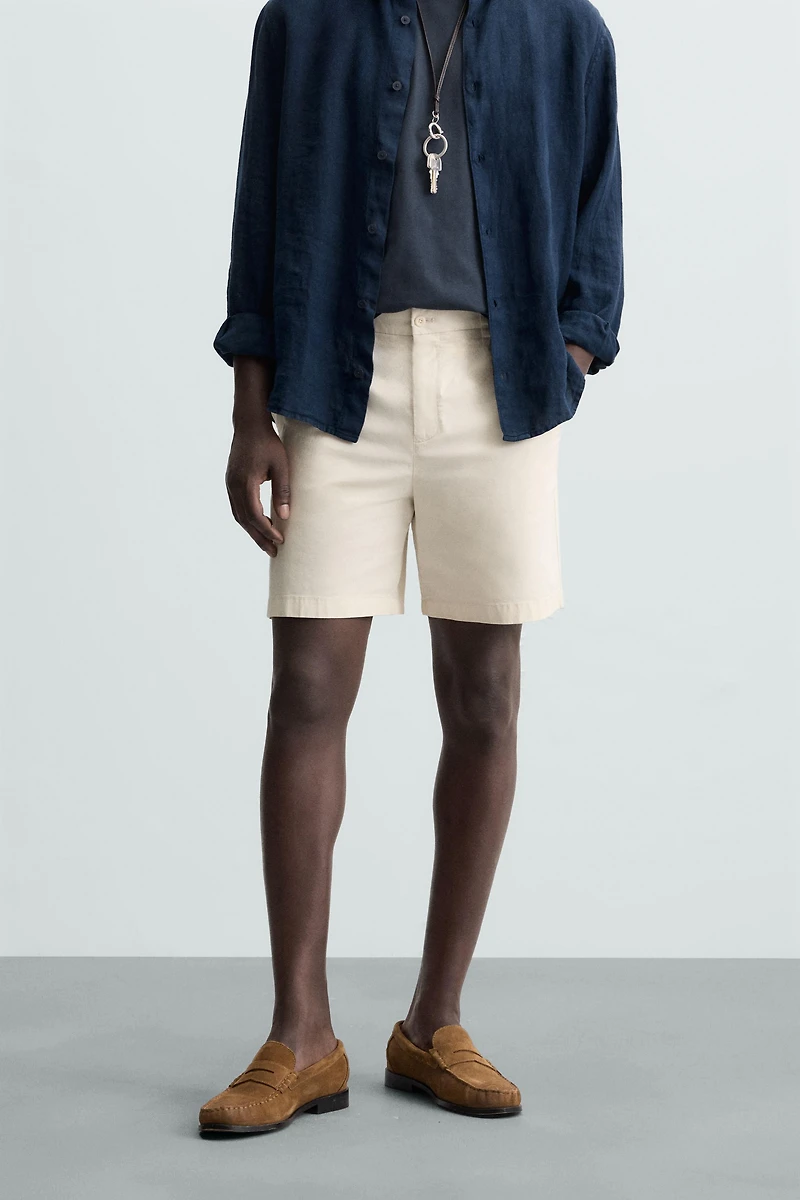 REGULAR FIT PLEATED BERMUDA SHORTS