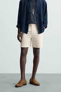 REGULAR FIT PLEATED BERMUDA SHORTS