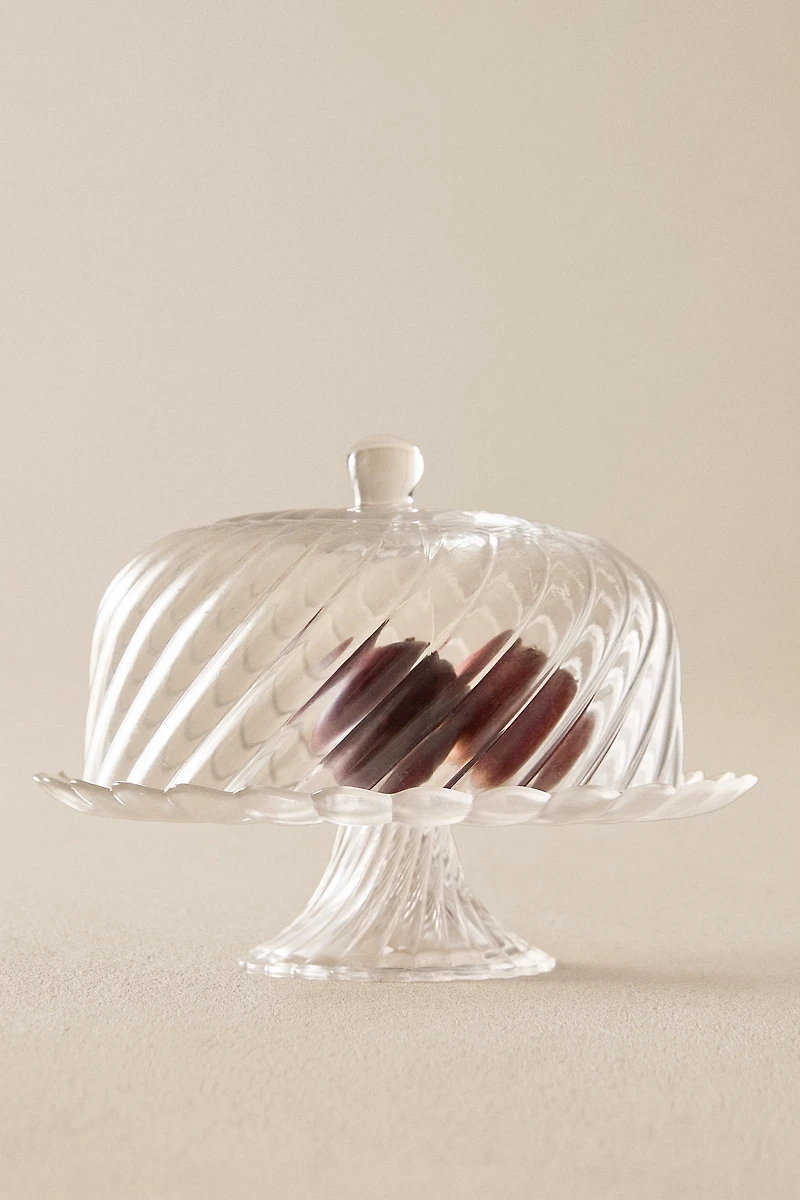 STRIPED GLASS CAKE DISH