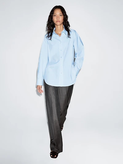 Long 100% cotton poplin shirt