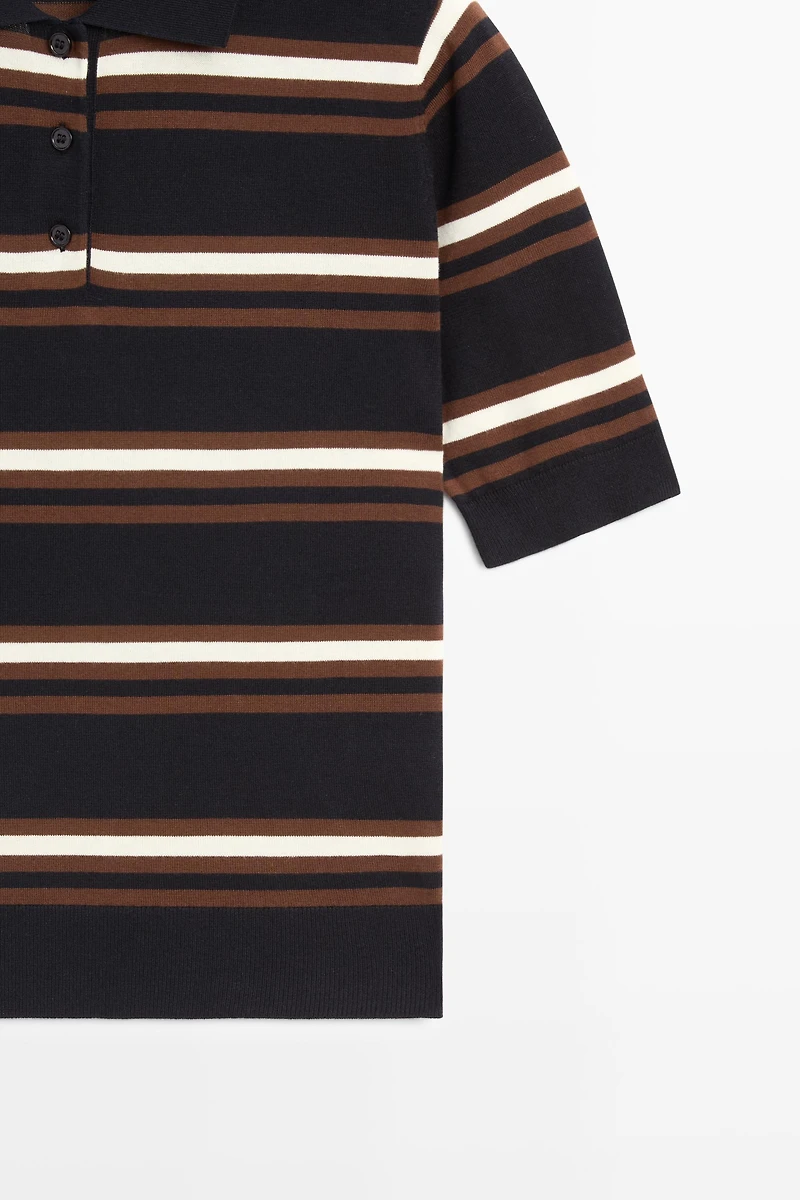 100% Cotton Striped Knit Polo