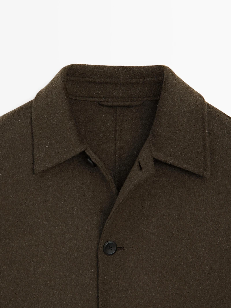 Long double wool blend coat