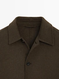 Long double wool blend coat