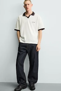 EMBROIDERED VERTICAL JACQUARD POLO