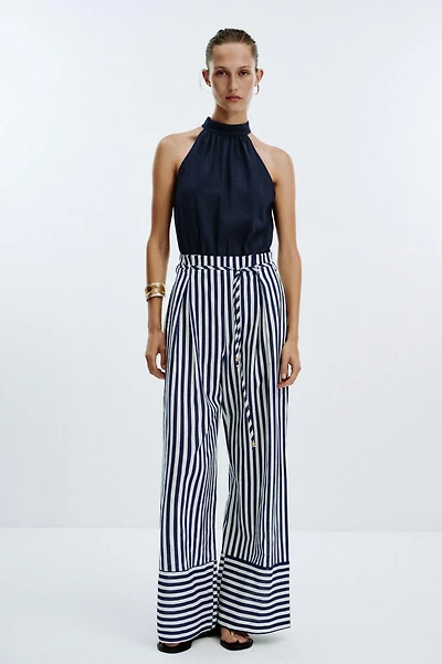 LINEN BLEND LONG JUMPSUIT