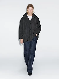 Water-repellent padded parka with high neck