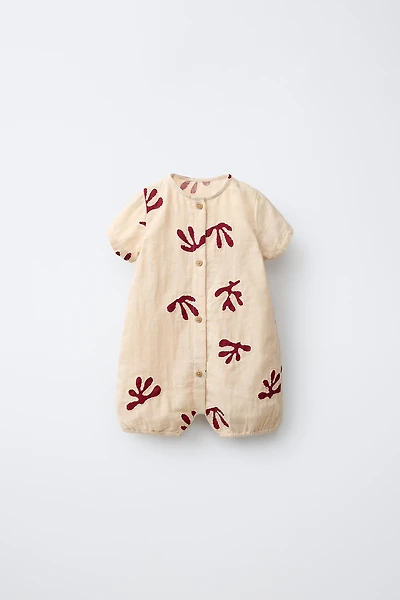 EMBROIDERED TEXTURED ROMPER