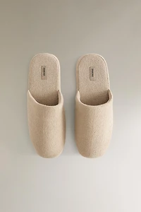 LINEN FLATFORM SLIPPERS