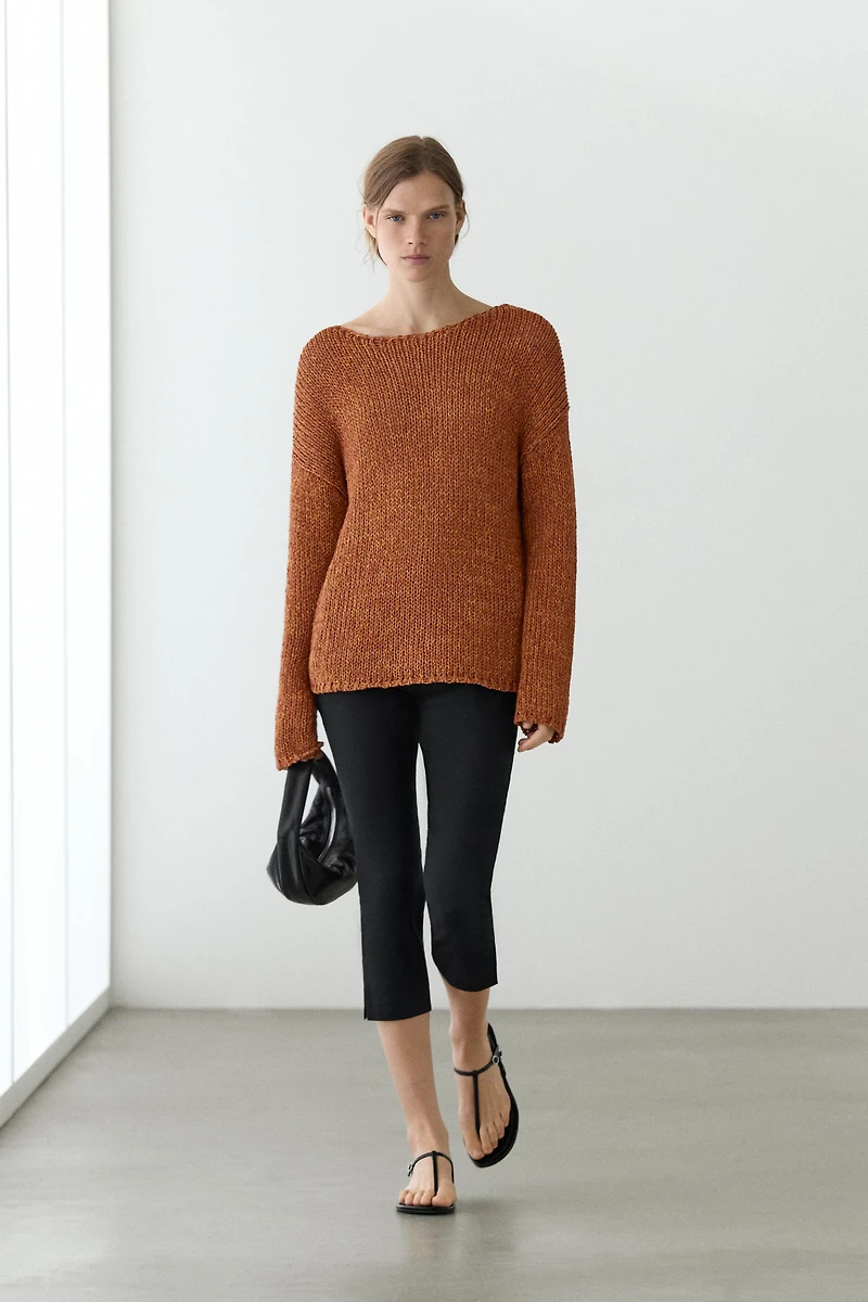 Pull en maille ajourée avec du coton