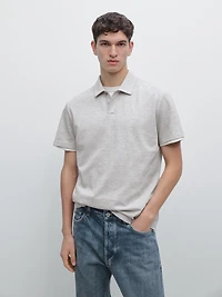 Short sleeve melange polo shirt