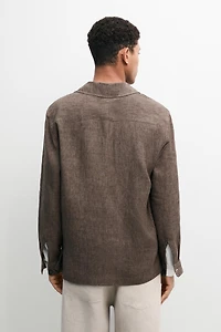 Faded linen overshirt with pocket details