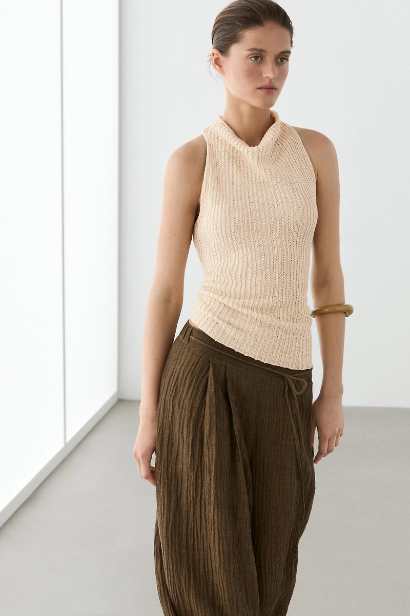 Pantalon fluide en lin mélangé