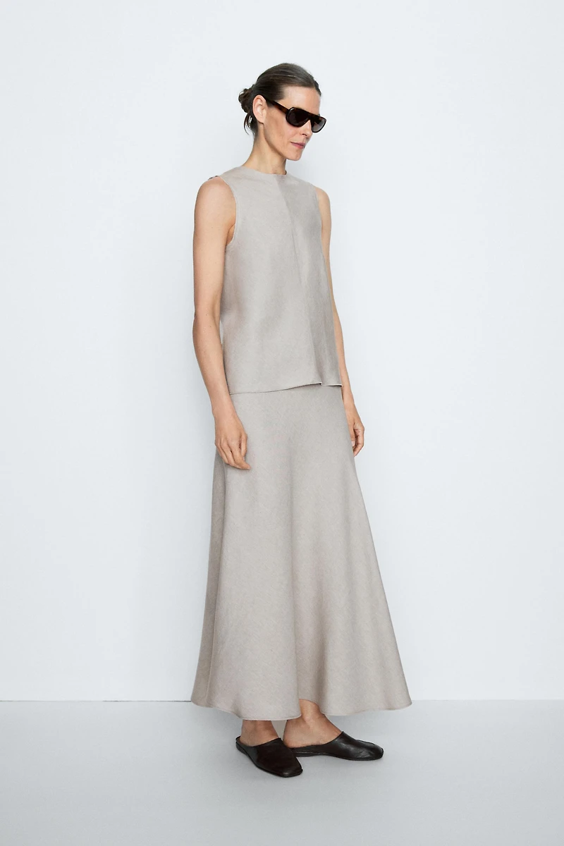 STUDIO Linen Blend Flounce Skirt