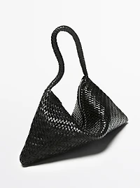 Small braided leather shoulder bag