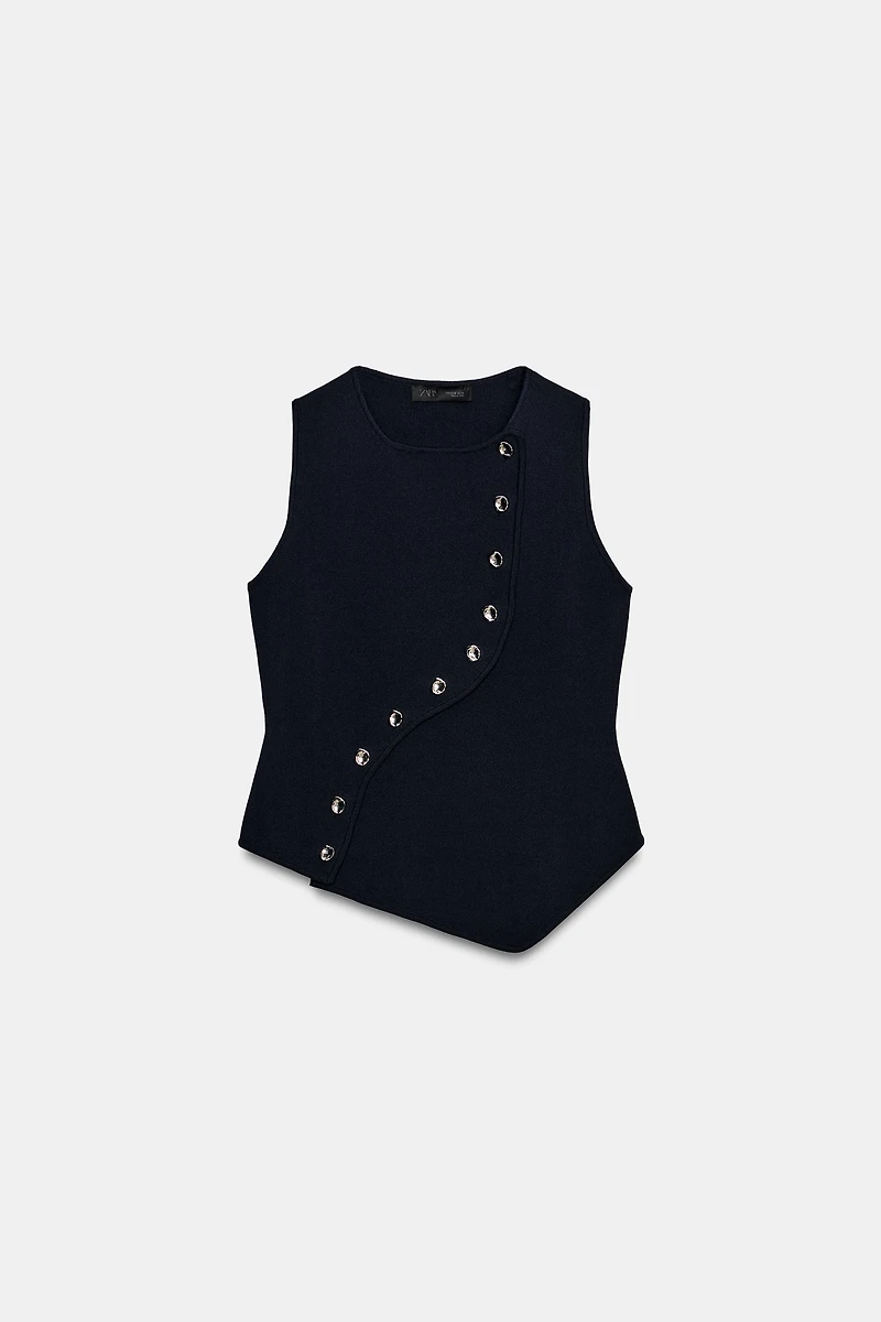 ASYMMETRIC CLOSURE KNIT TOP