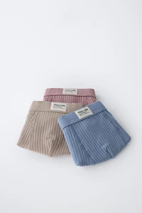 AGES 6- / THREE-PACK OF RIBBED BOXERS WITH LABEL