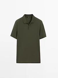 Micro textured piqué cotton polo shirt