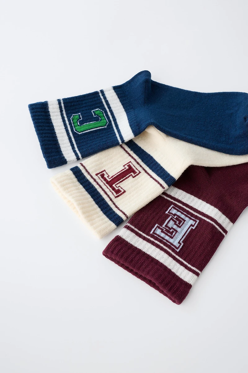 Three-Pack Varsity Striped Crew Socks