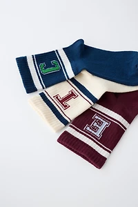 Three-Pack Varsity Striped Crew Socks