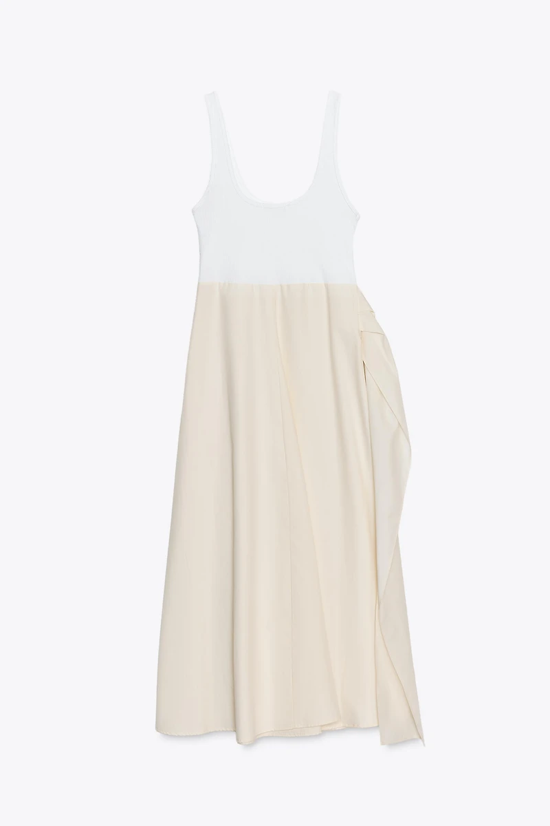 CONTRAST PLEATED DRESS