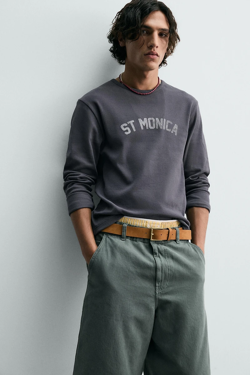 RIBBED WASHED PRINTED T-SHIRT