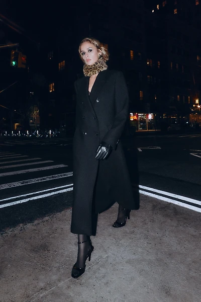 FAUX LEATHER ANIMAL PRINT FUR GLOVES