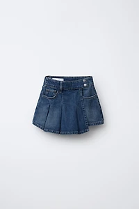 JUPE-BERMUDA EN JEAN À PLIS