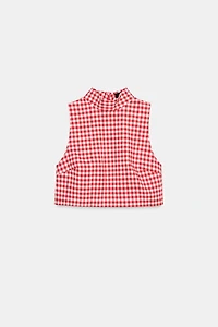CROPPED GINGHAM TOP