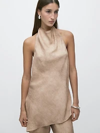 Worn effect halter top