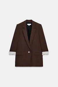 PRINTED CUFF BLAZER