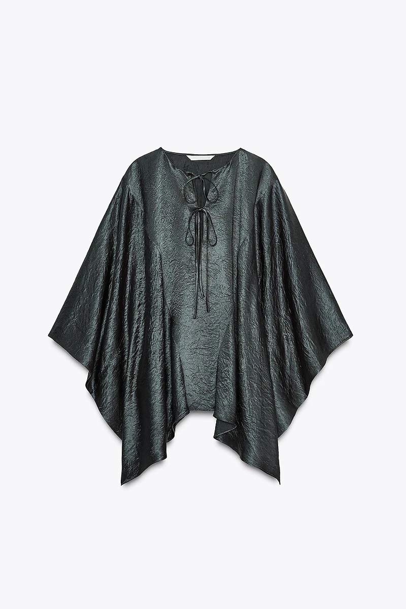 ZW COLLECTION SATIN EFFECT CAPE SHIRT