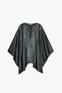 ZW COLLECTION SATIN EFFECT CAPE SHIRT